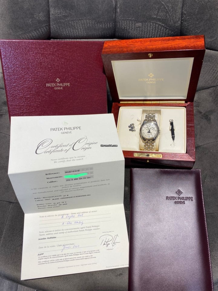 Jahreskalender Mondphase 37 mm 18K Weißgold