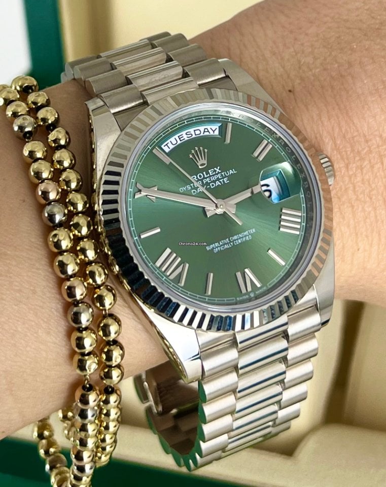 Day-Date 40 olivgrünes Zifferblatt, Komplettset