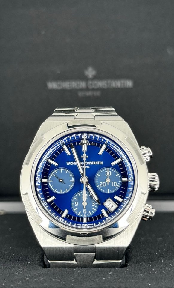 Overseas Chronograph mit blauem Zifferblatt, neu 2021, Komplettset