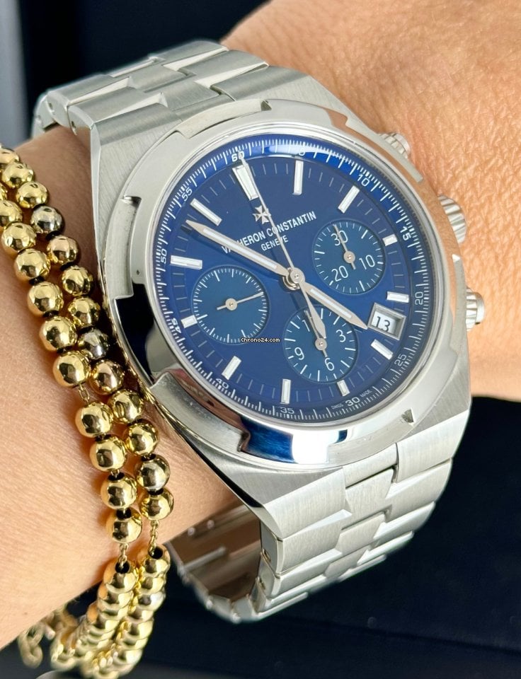 Overseas Chronograph mit blauem Zifferblatt, neu 2021, Komplettset