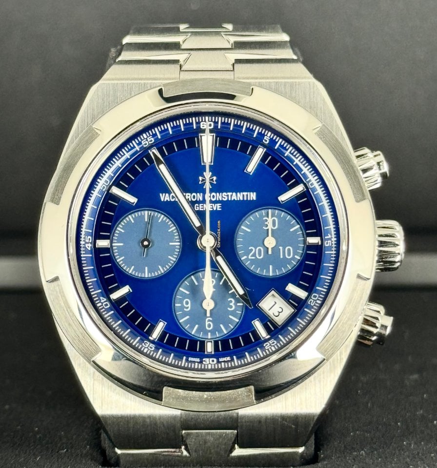Overseas Chronograph mit blauem Zifferblatt, neu 2021, Komplettset