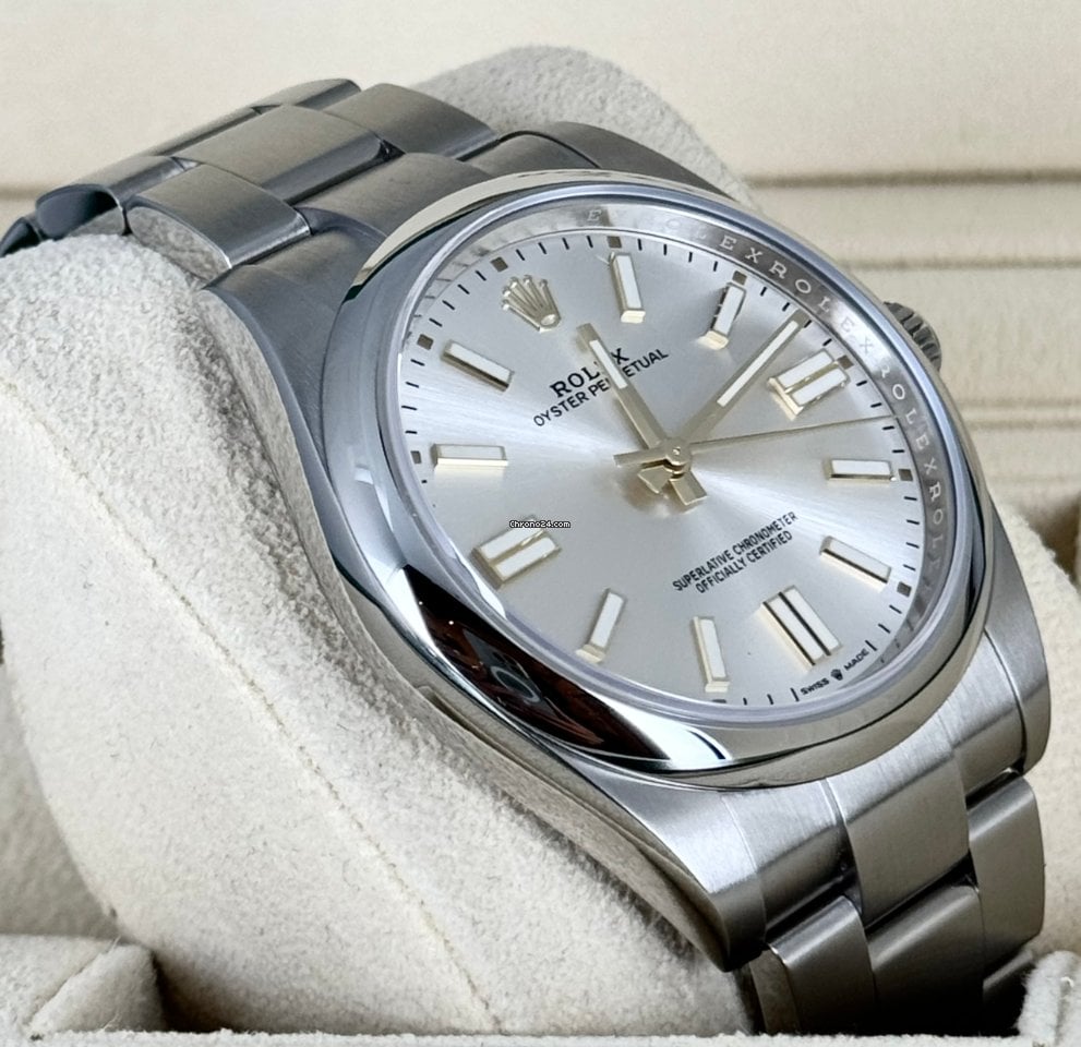 Oyster Perpetual 41 graues Zifferblatt mit goldenen Zahlen