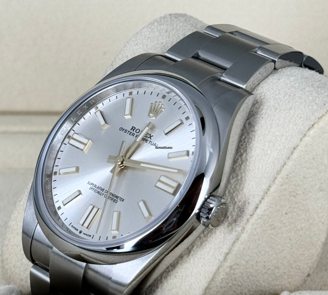 Oyster Perpetual 41 graues Zifferblatt mit goldenen Zahlen