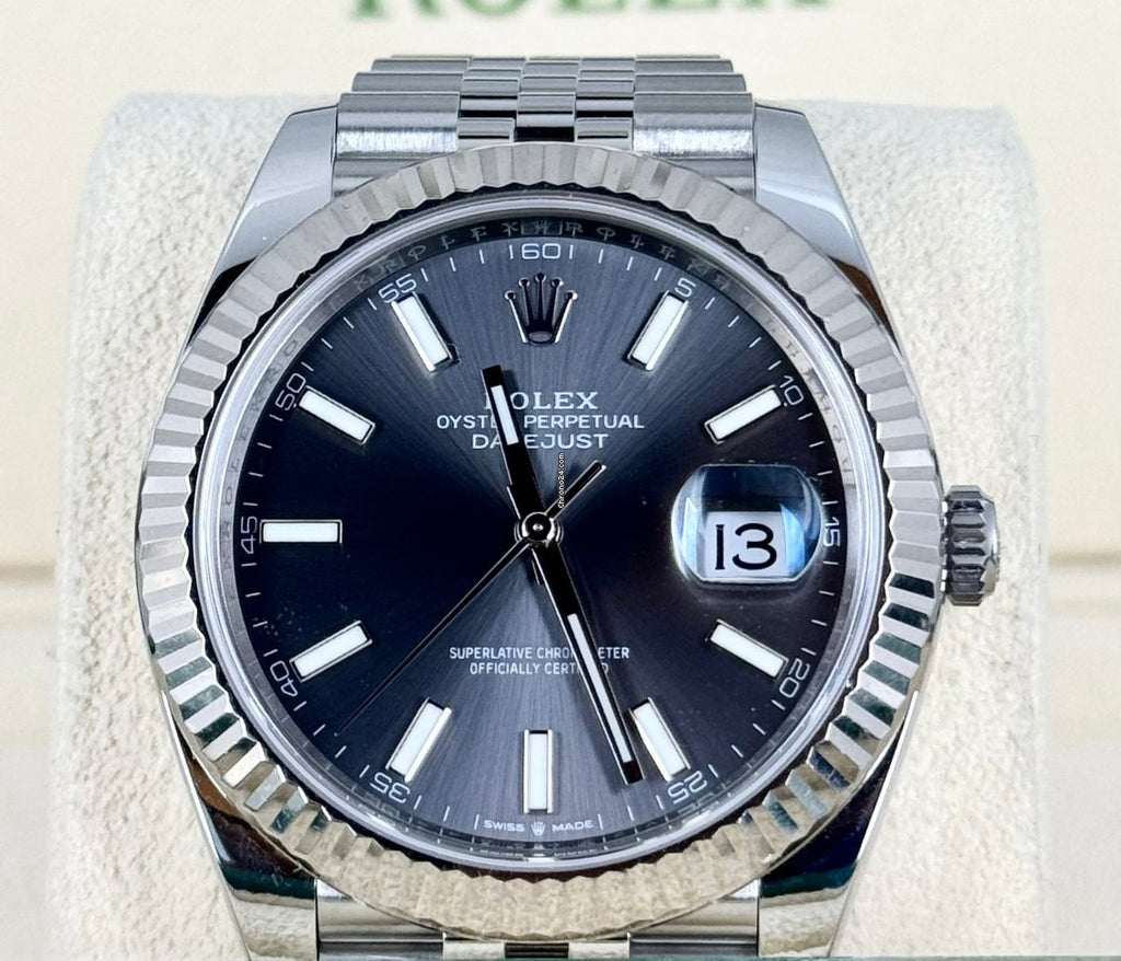 Rolex Datejust 41 zertifiziert, Rhodium-Zifferblatt