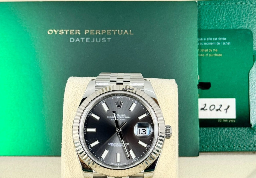 Rolex Datejust 41 zertifiziert, Rhodium-Zifferblatt