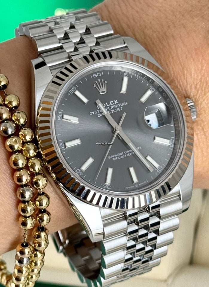 Rolex Datejust 41 zertifiziert, Rhodium-Zifferblatt