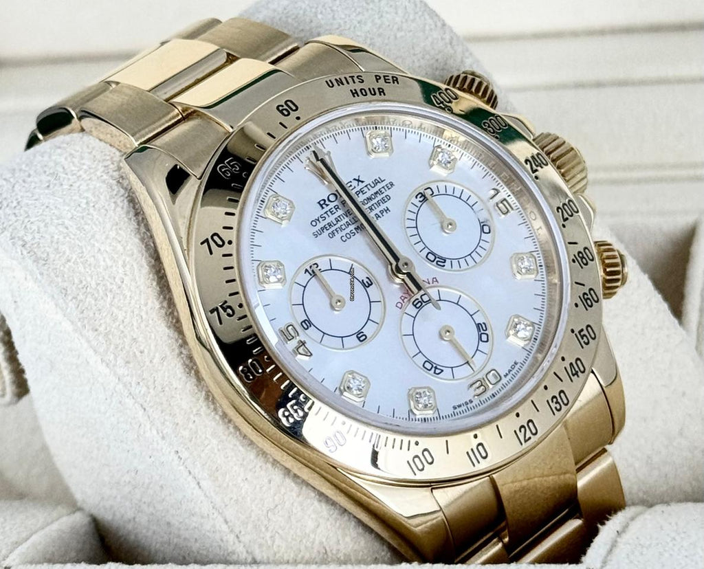 Daytona Perlmutt-Zifferblatt mit Diamanten, 18K Gelbgold, Komplettset