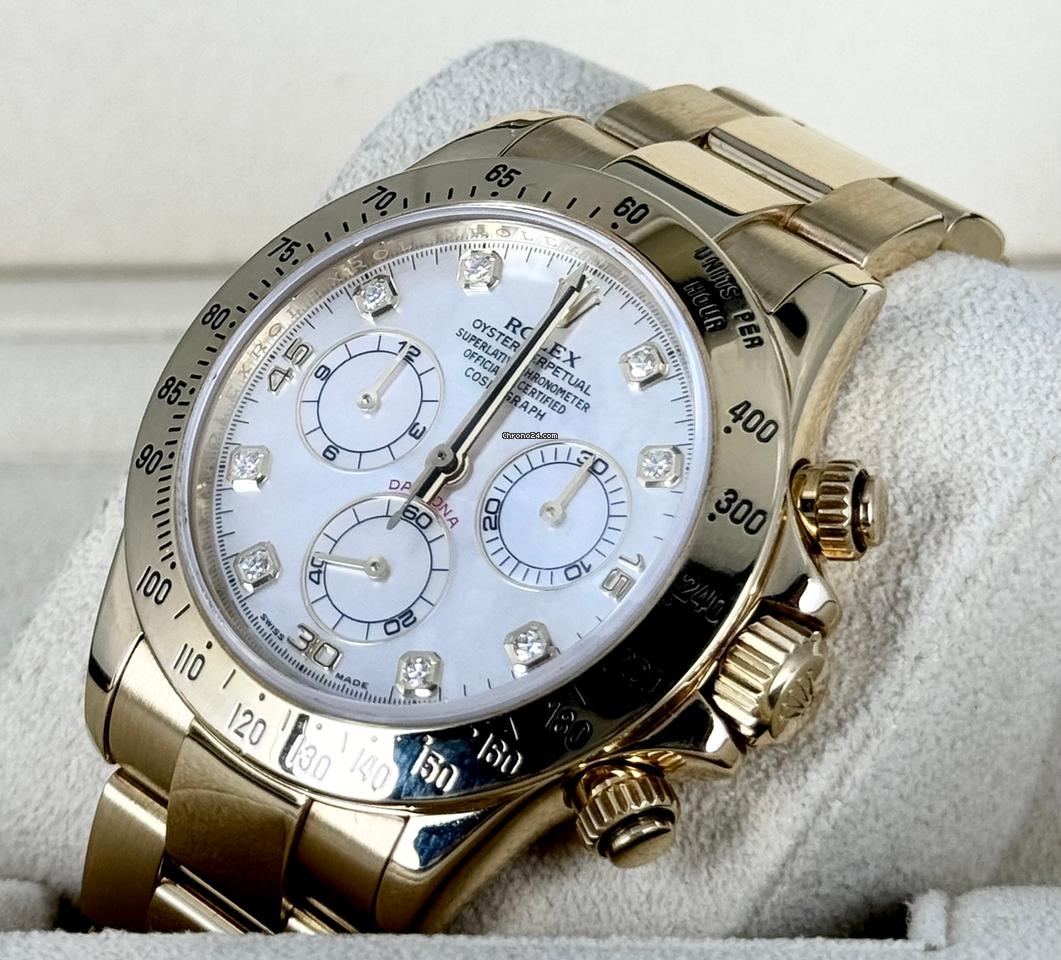 Daytona Perlmutt-Zifferblatt mit Diamanten, 18K Gelbgold, Komplettset
