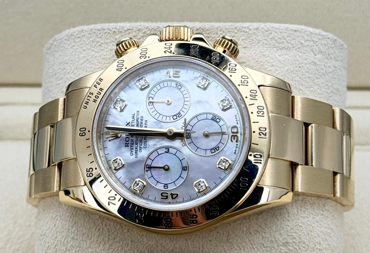 Daytona Perlmutt-Zifferblatt mit Diamanten, 18K Gelbgold, Komplettset