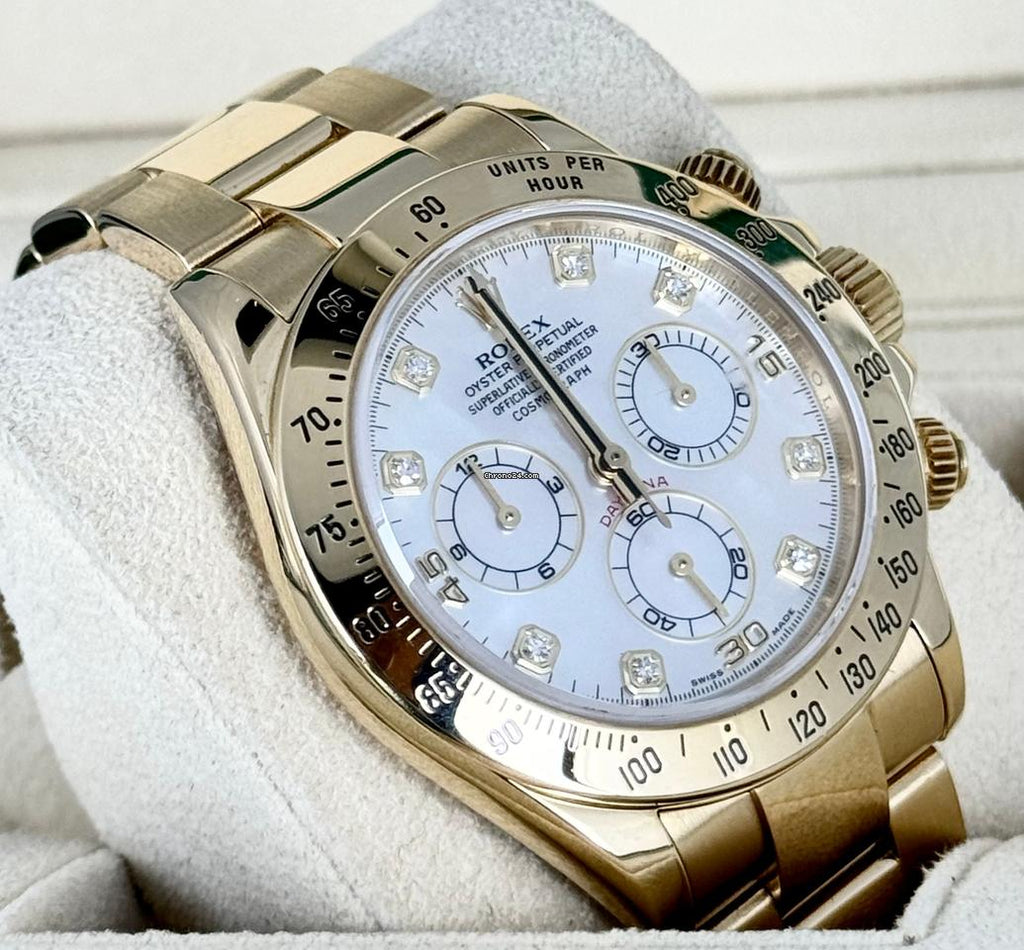 Daytona Perlmutt-Zifferblatt mit Diamanten, 18K Gelbgold, Komplettset