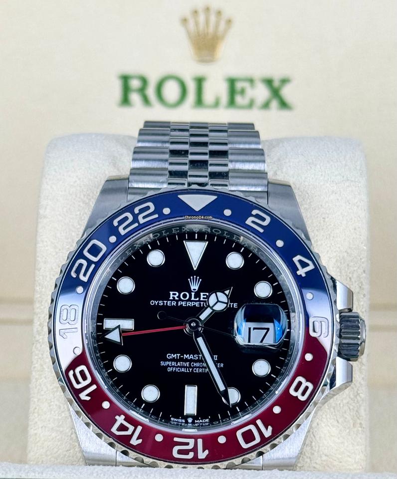 Rolex GMT-Master II „Pepsi“ Jubilé-Band, 2019, Box & Papiere