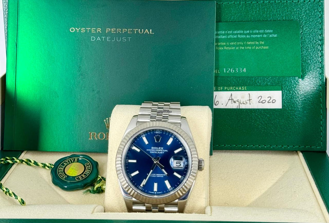 Datejust 41 Certified Blue stick dial 2020 new card