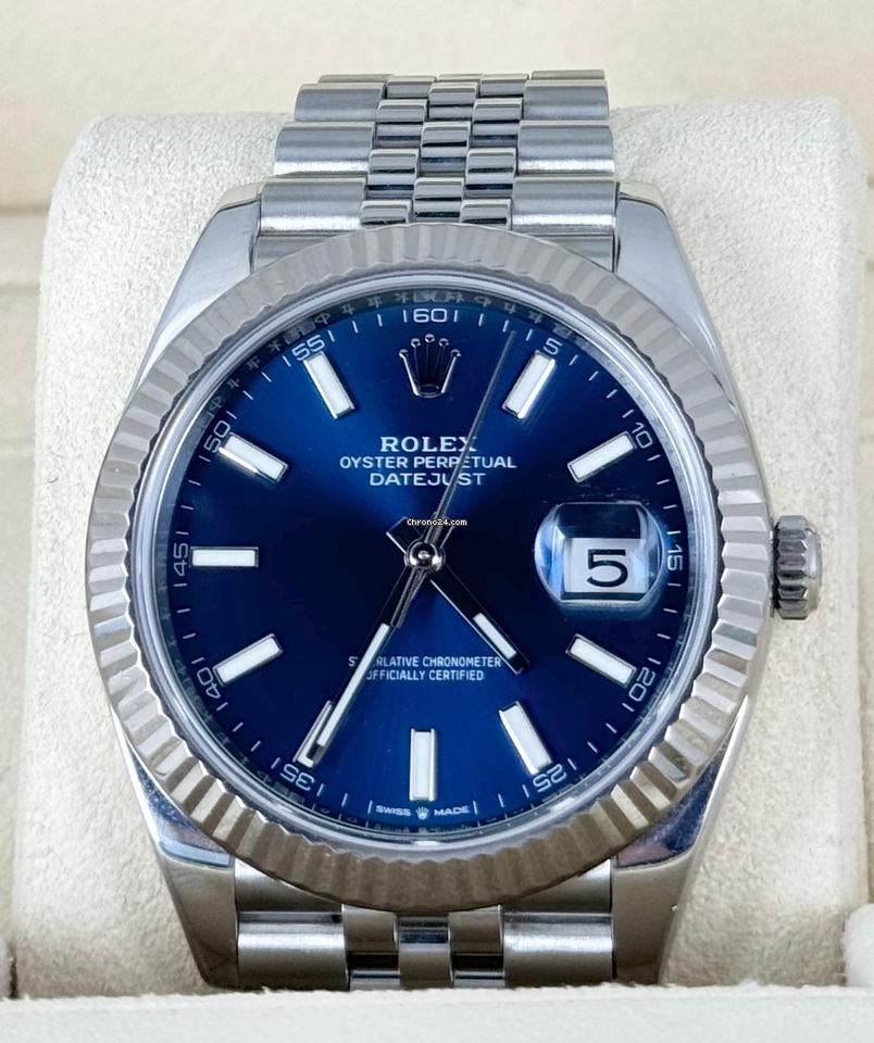 Datejust 41 zertifiziert, blaues Stick-Zifferblatt, 2020, neue Karte
