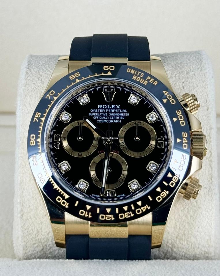 Daytona mit Diamanten, schwarzes Zifferblatt, neu, Komplettset