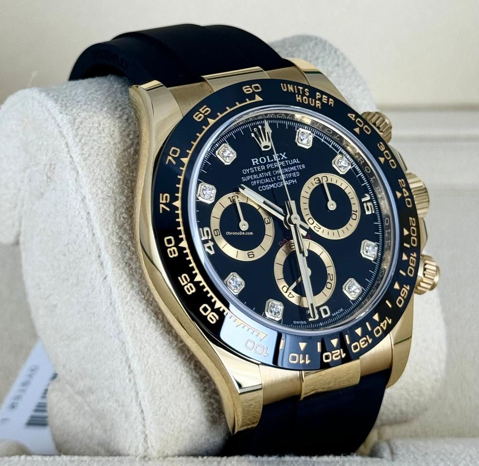Daytona mit Diamanten, schwarzes Zifferblatt, neu, Komplettset