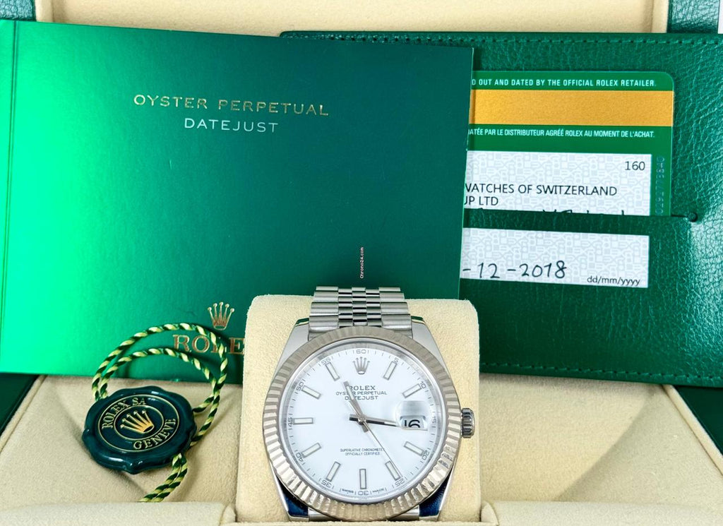Datejust 41 zertifiziert, Weißgoldlünette, Jubilé-Band