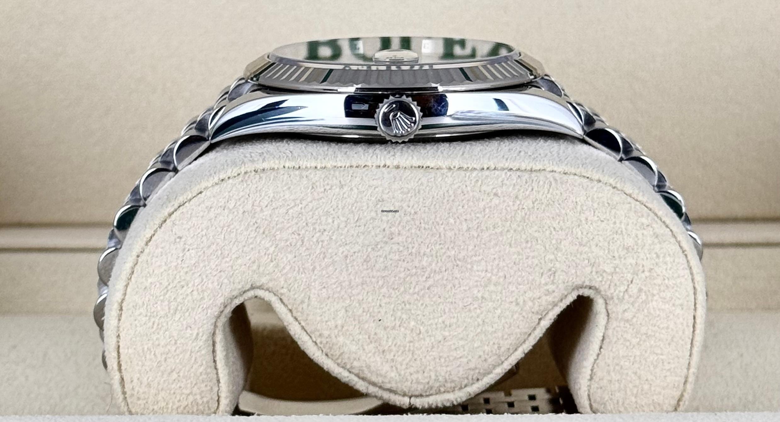 Rolex Datejust 41 zertifiziert, Weißgoldlünette, Wimbledon-Zifferblatt, Jubilé-Band, 2019, LC EU
