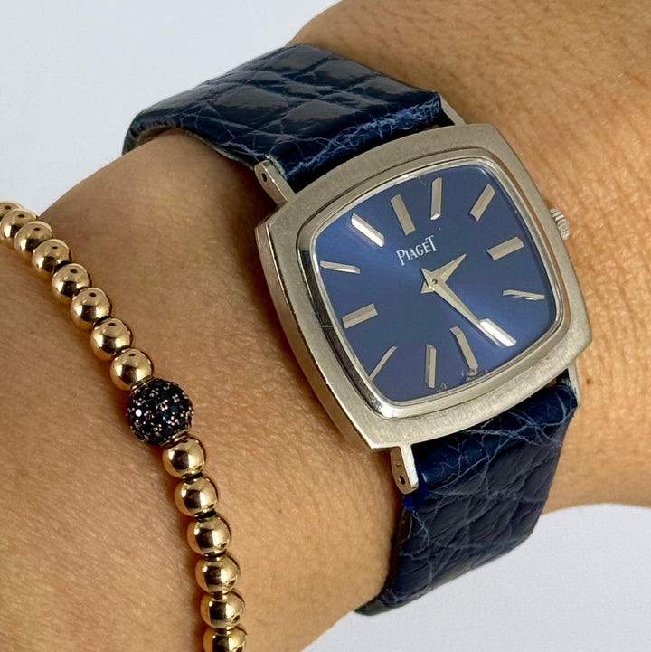 Vintage Ultra Thin 18K Gold Blue Dial Rare