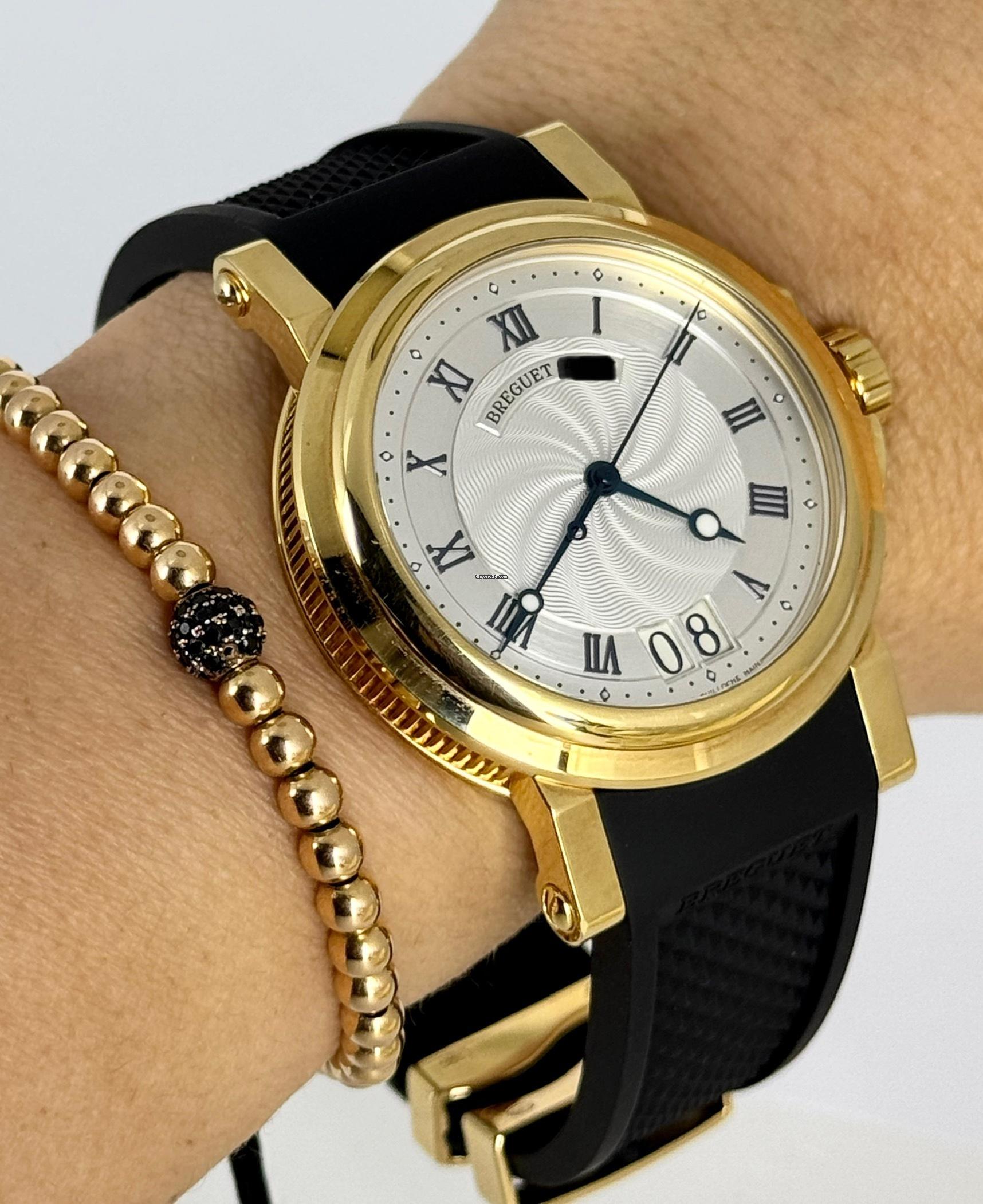 Marine Big Date, Marine Gelbgold mit Papieren (neues Armband)