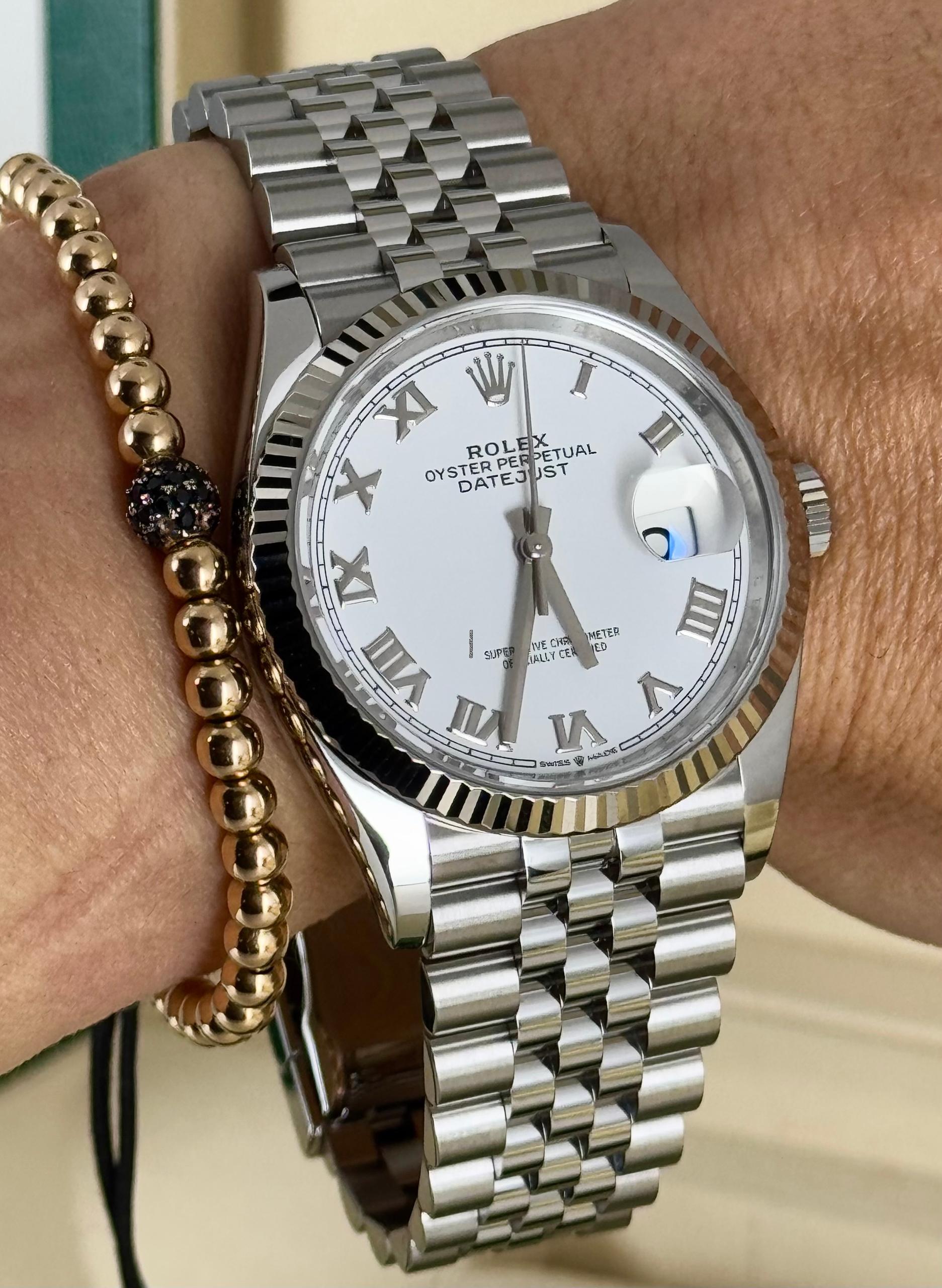 Rolex Datejust 36 mit 18K Weißgoldlünette, Box & Papiere, 2021, wie neu