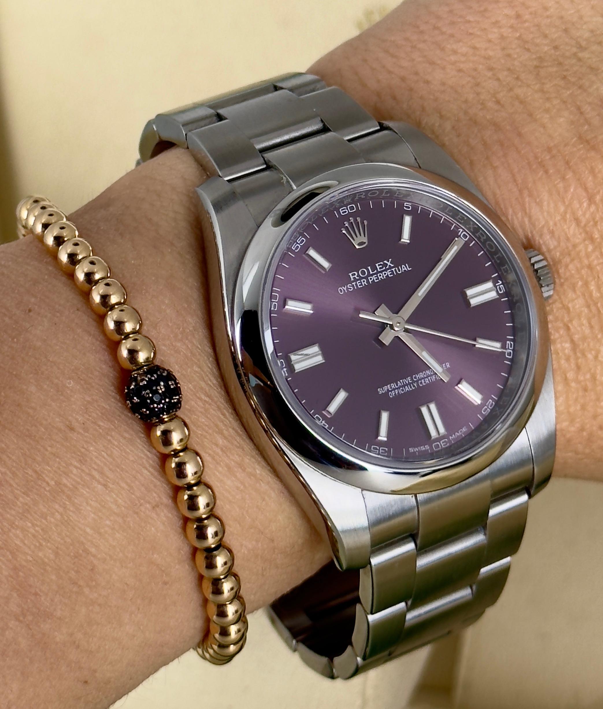 Rolex Oyster Perpetual 36 zertifiziertes „Grape“-Zifferblatt, Box & Papiere, wie neu