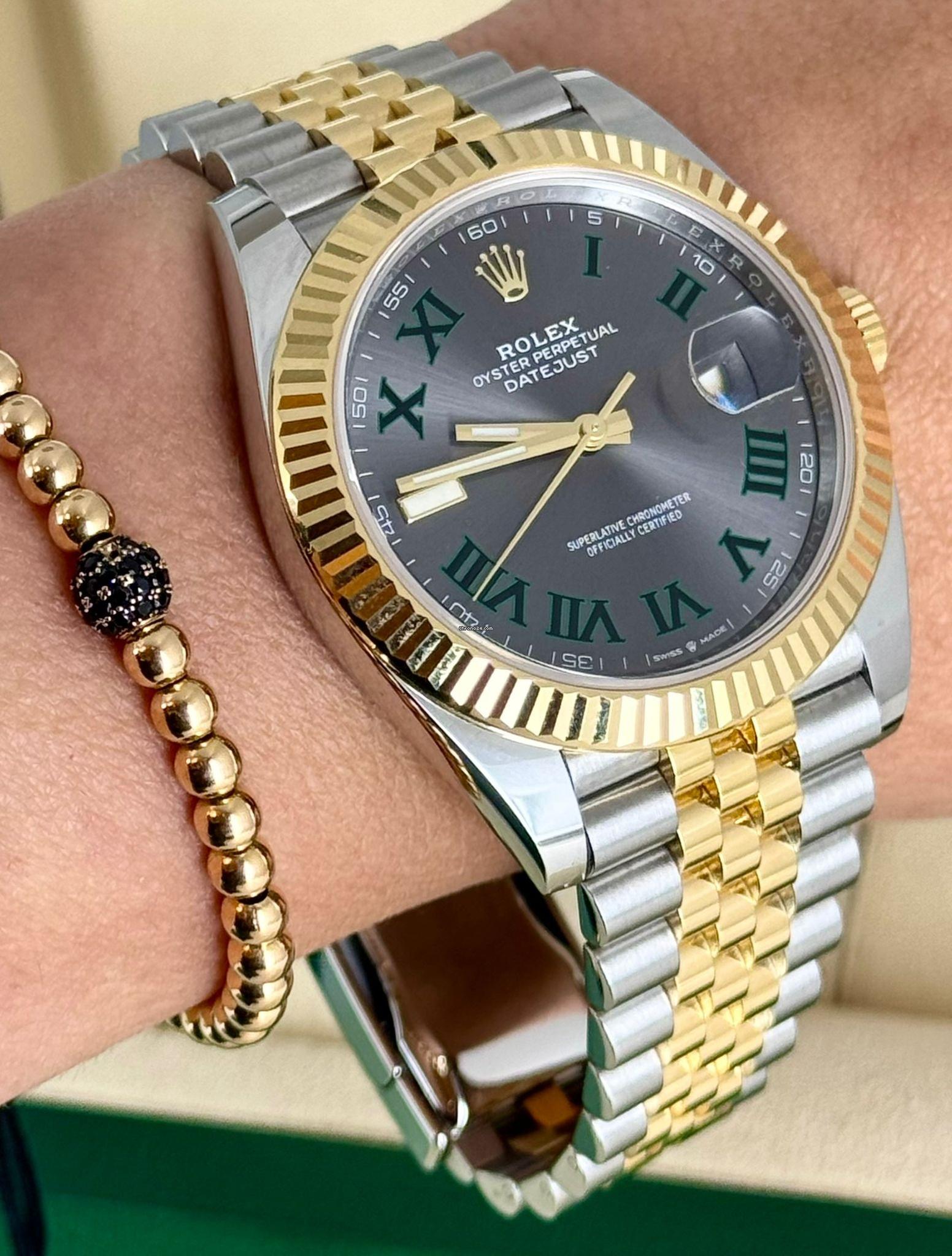 Rolex Datejust 41 Stahl und Gold 41 mm Full Set Wie neu Wimbledon-Zifferblatt Jubilee 18K