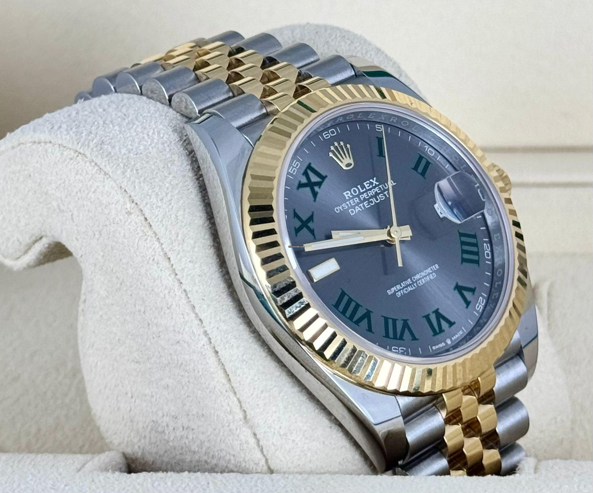 Rolex Datejust 41 Stahl und Gold 41 mm Full Set Wie neu Wimbledon-Zifferblatt Jubilee 18K