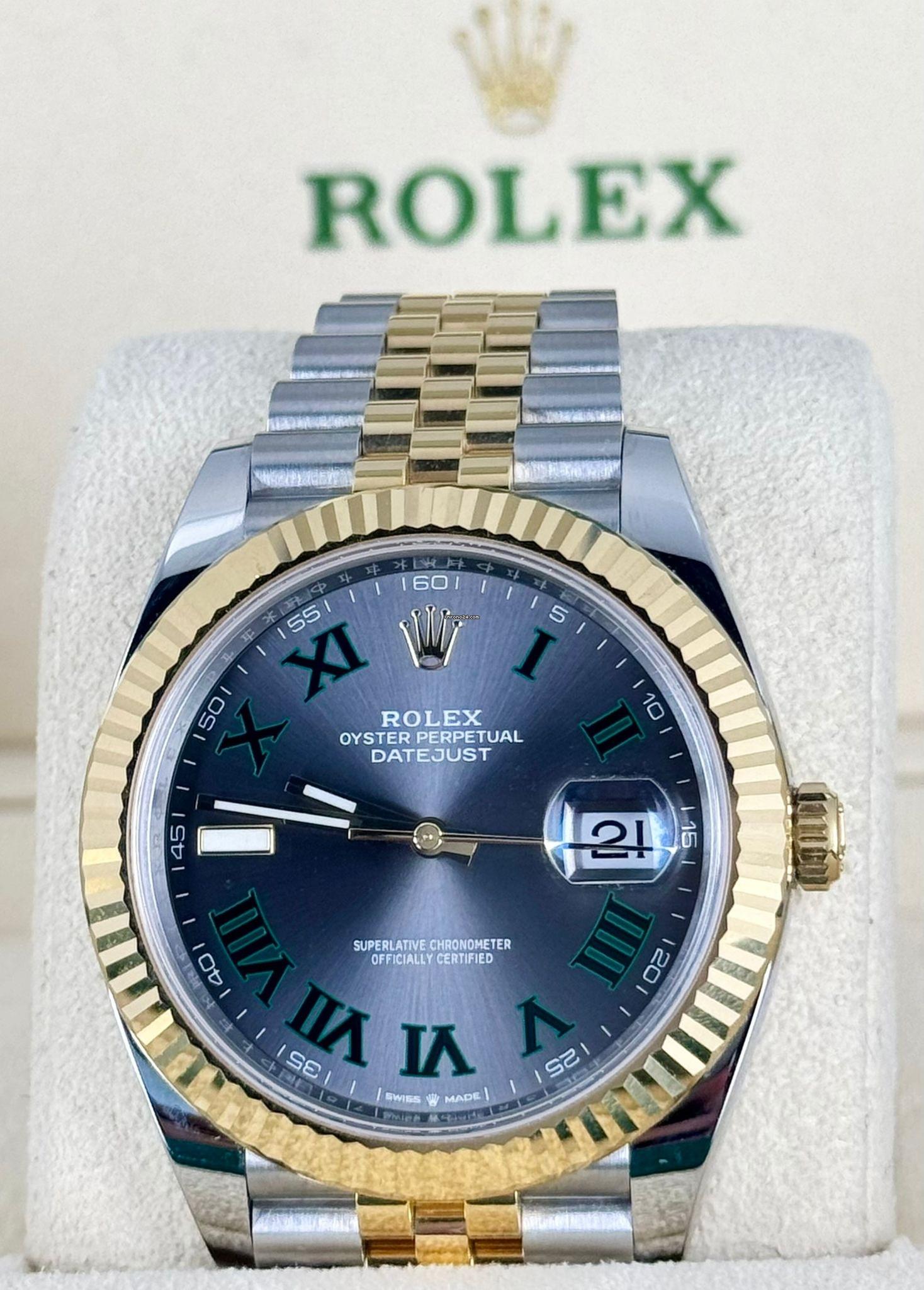 Rolex Datejust 41 Stahl und Gold 41 mm Full Set Wie neu Wimbledon-Zifferblatt Jubilee 18K