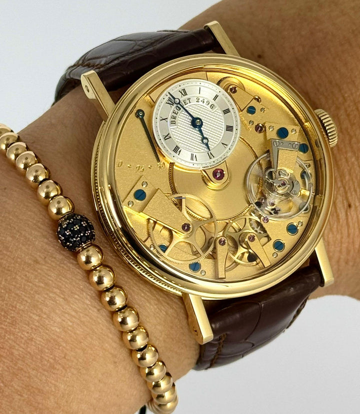 Breguet Tradition Certified 7020 BA Tradition Skeleton 18k Yellow Gold with Original Papers Like New