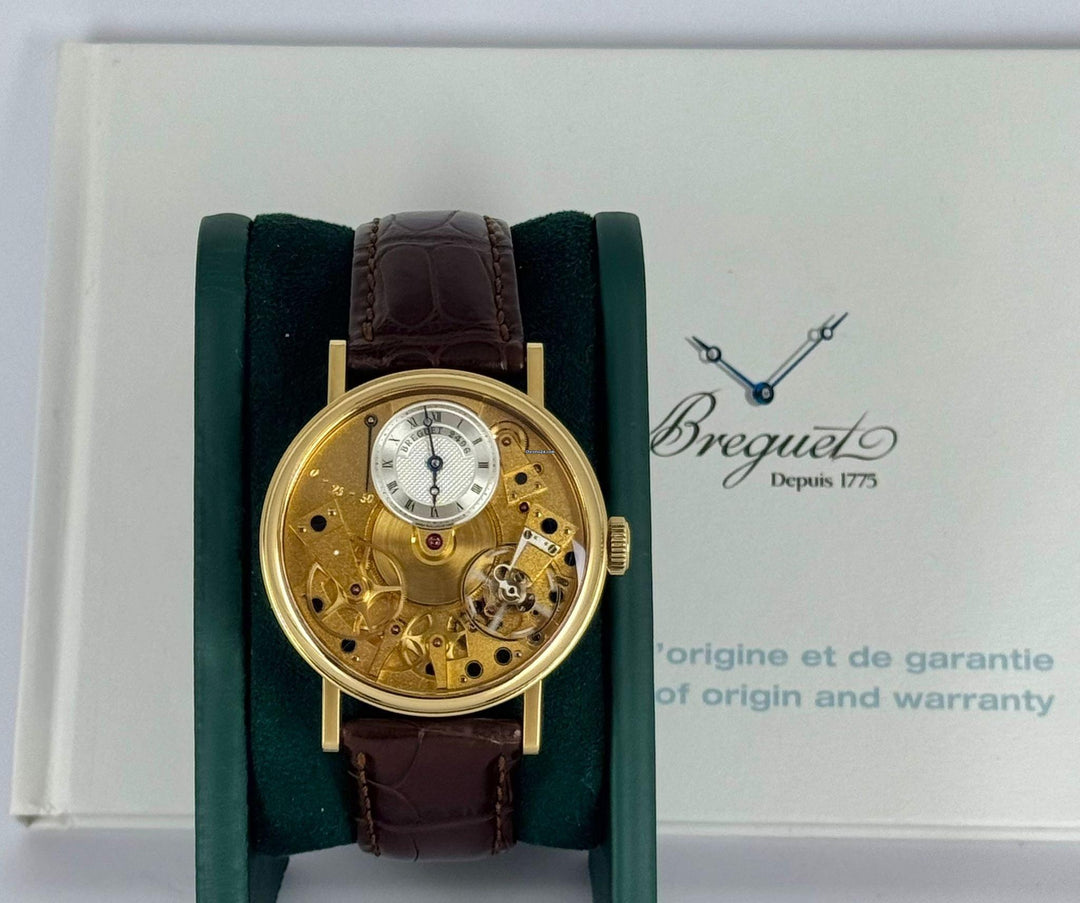 Breguet Tradition Certified 7020 BA Tradition Skeleton 18k Yellow Gold with Original Papers Like New