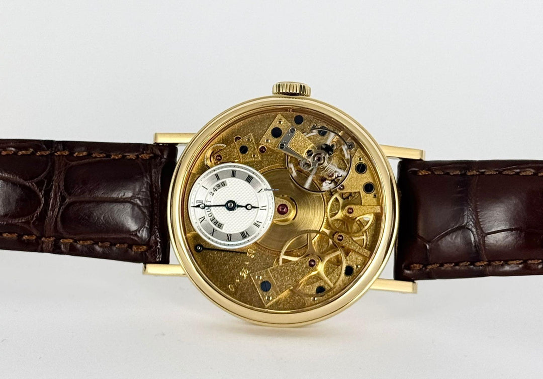 Breguet Tradition Certified 7020 BA Tradition Skeleton 18k Yellow Gold with Original Papers Like New