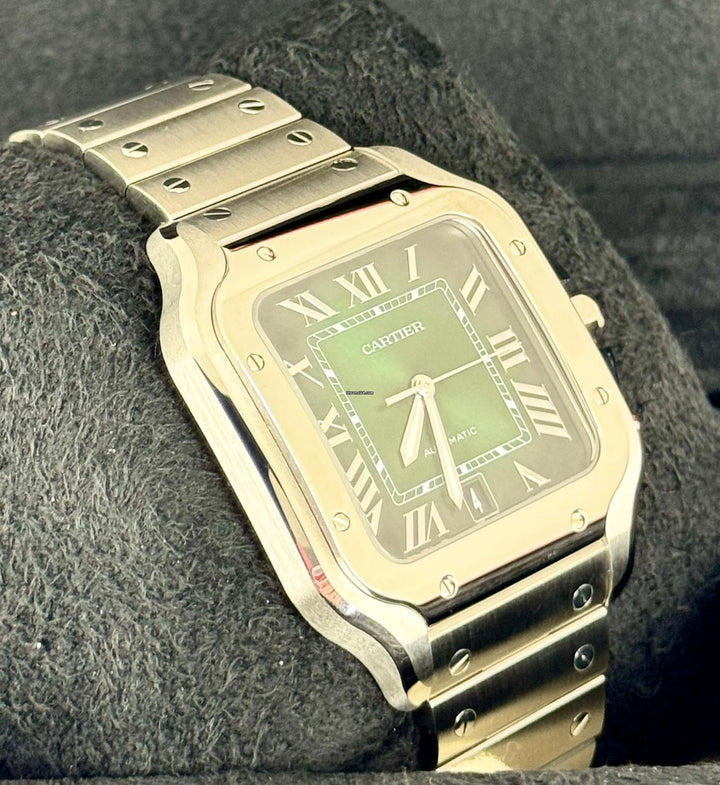 Santos Large Green Dial NEW Full Set