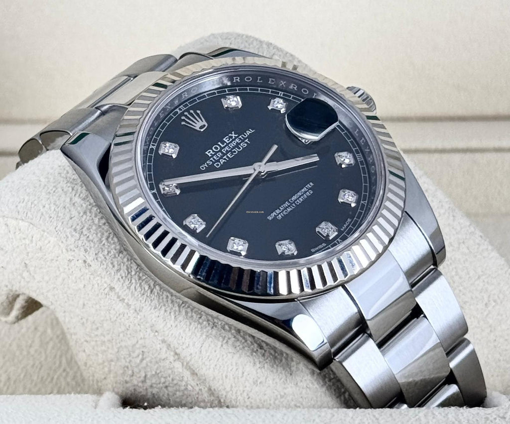 Datejust 41 Diamanten Schwarzes Zifferblatt Neuwertig Komplettset