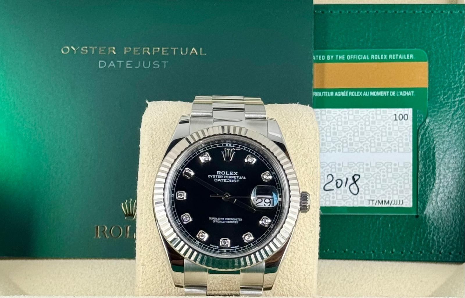 Datejust 41 Diamanten Schwarzes Zifferblatt Neuwertig Komplettset