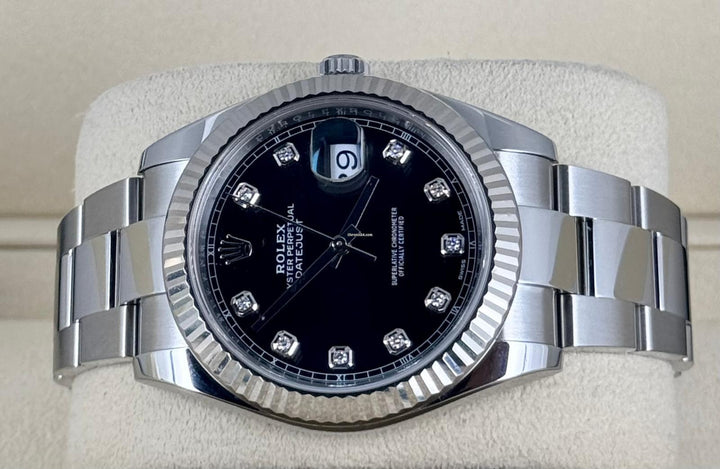 Datejust 41 Diamonds Black Dial Mint Full SET