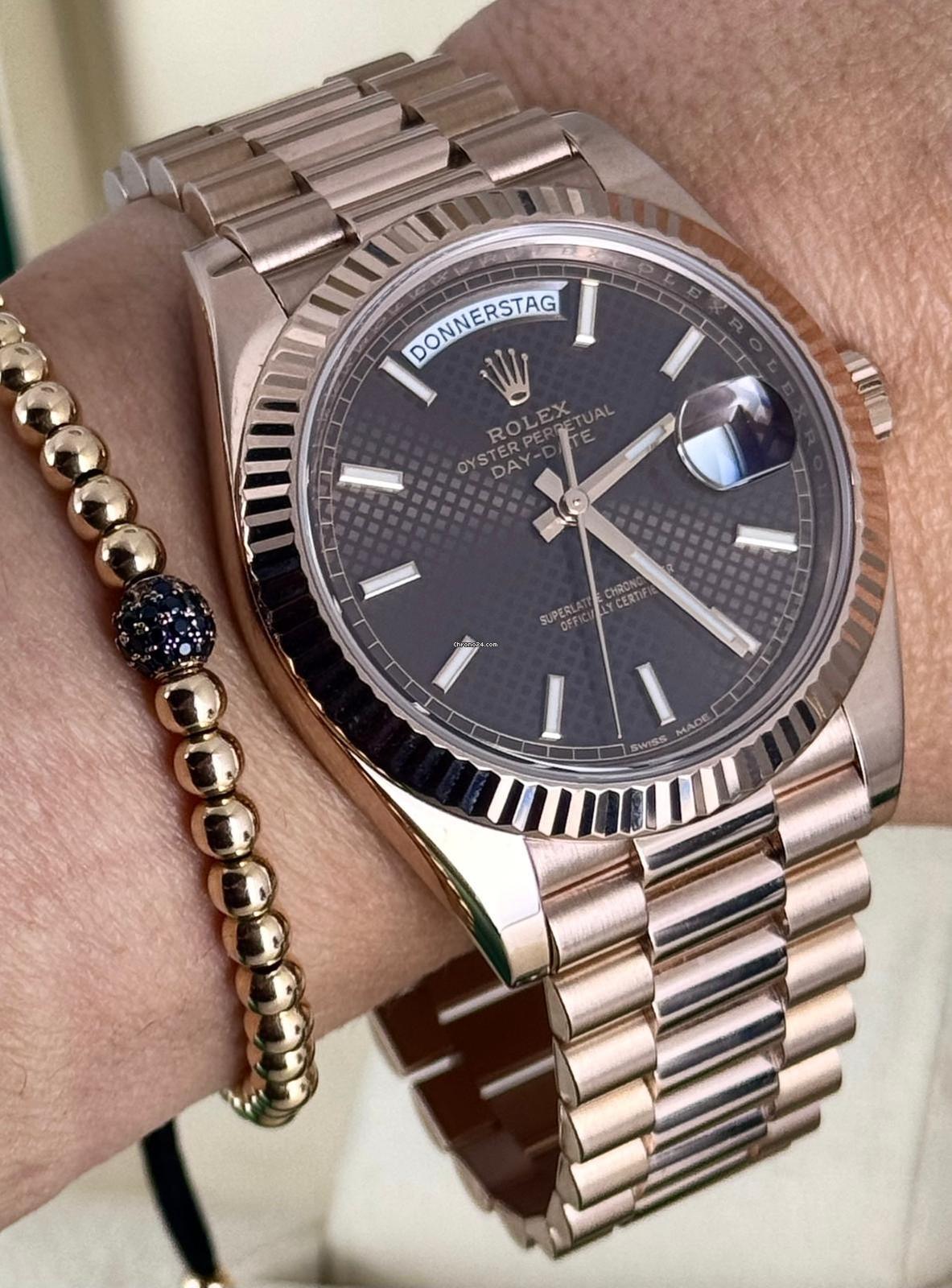 Day-Date 40mm Roségold LC100 Deutschland Schokoladenfarbenes Waffel-Zifferblatt Komplettset
