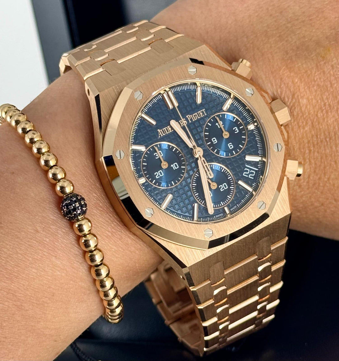 Audemars Piguet Royal Oak Chronoraph Rose Gold 18k Blue Dial New