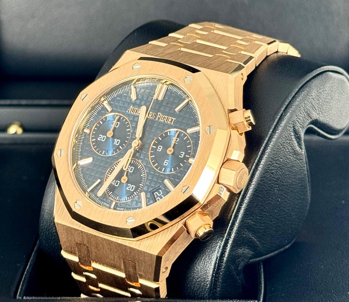 Audemars Piguet Royal Oak Chronoraph Rose Gold 18k Blue Dial New 2024