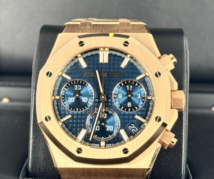 Audemars Piguet Royal Oak Chronoraph Rose Gold 18k Blue Dial New 2024