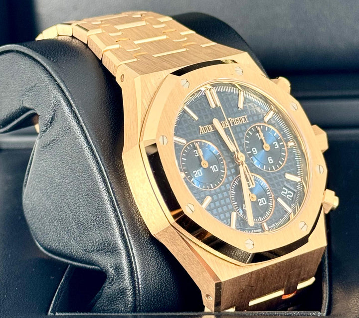 Audemars Piguet Royal Oak Chronoraph Rose Gold 18k Blue Dial New 2024