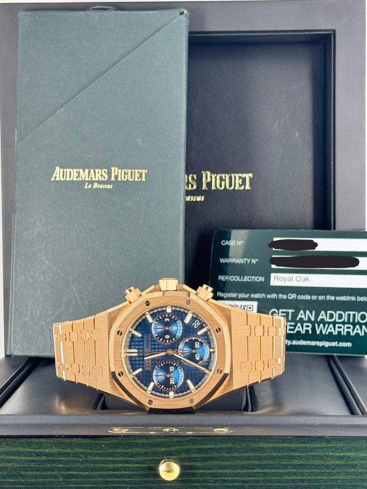 Audemars Piguet Royal Oak Chronoraph Rose Gold 18k Blue Dial New 2024