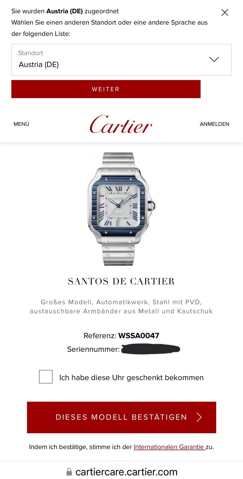 Santos de Cartier 11/2024 neu, großes Zifferblatt, blaue Keramiklünette