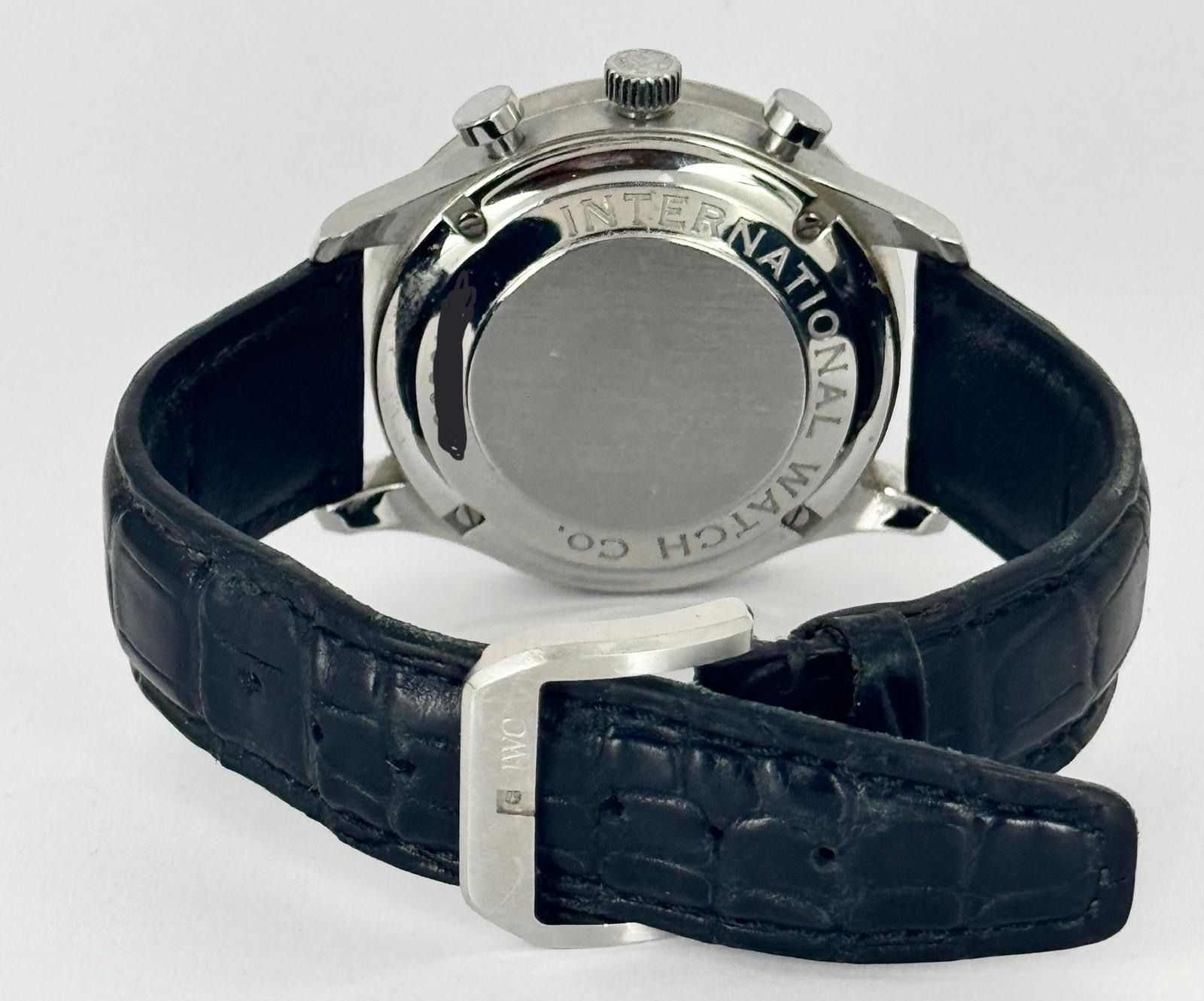 IWC Portuguese Chronograph mit Originalkarte Schwarzes Zifferblatt