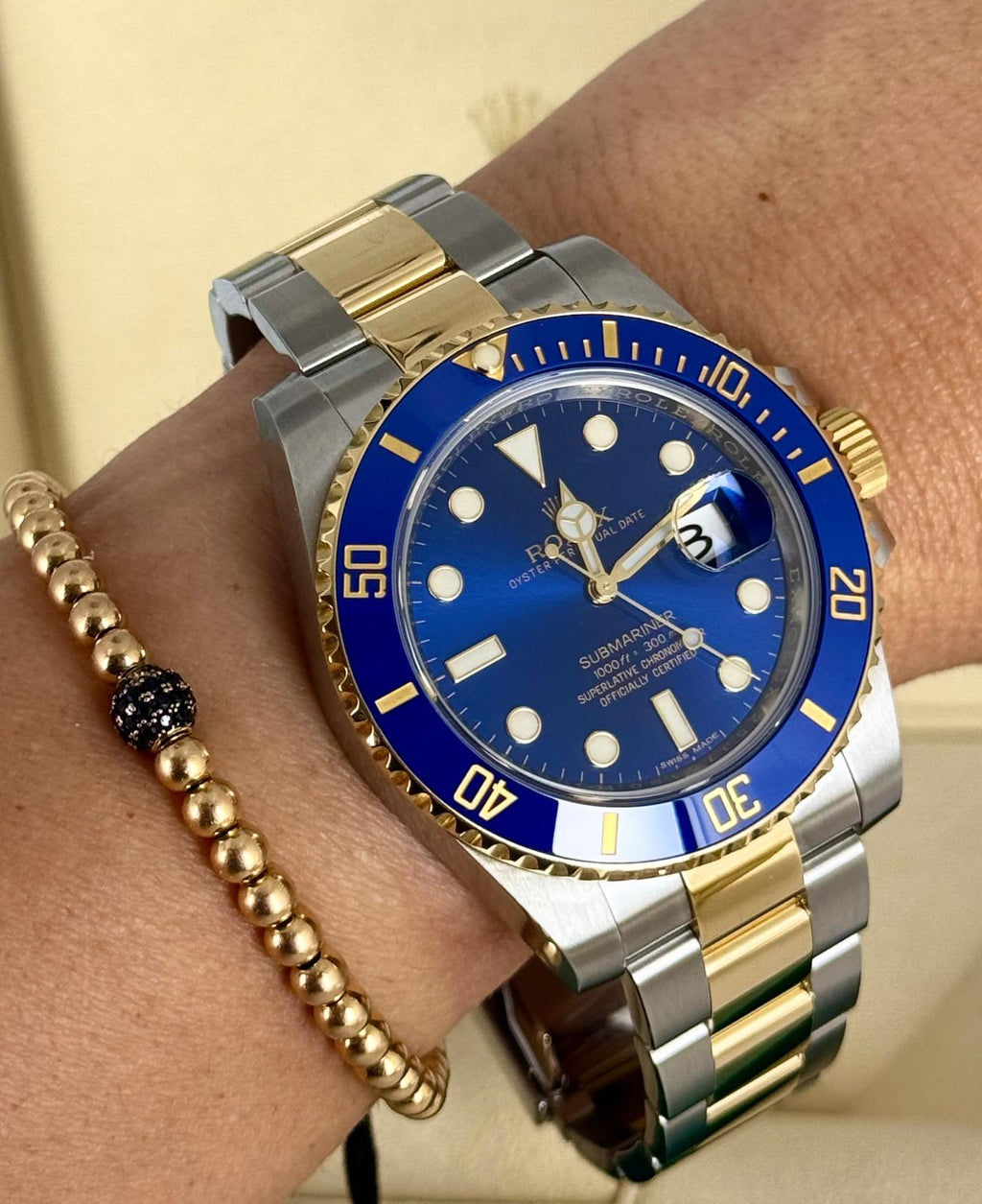 Rolex Submariner Date Bluesy 2015 LC 100 Box und Papiere Wie neu