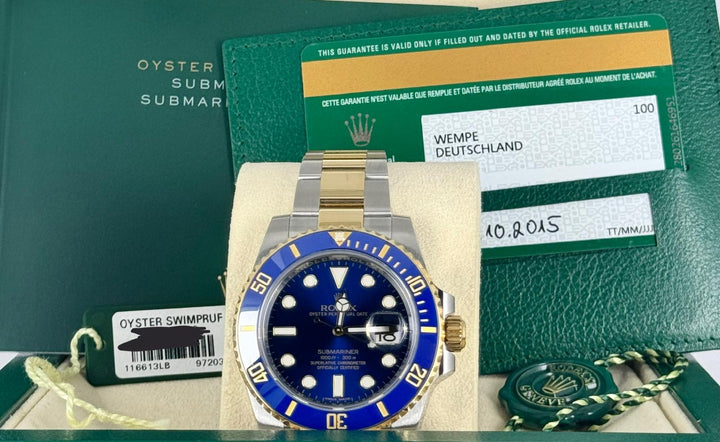 Rolex Submariner Date Bluesy 2015 LC 100 Box Papers Like New