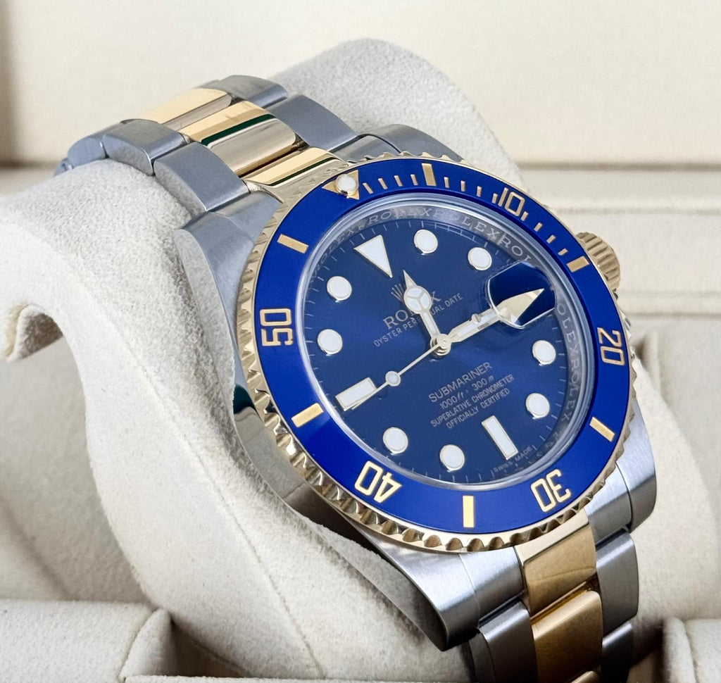 Rolex Submariner Date Bluesy 2015 LC 100 Box und Papiere Wie neu