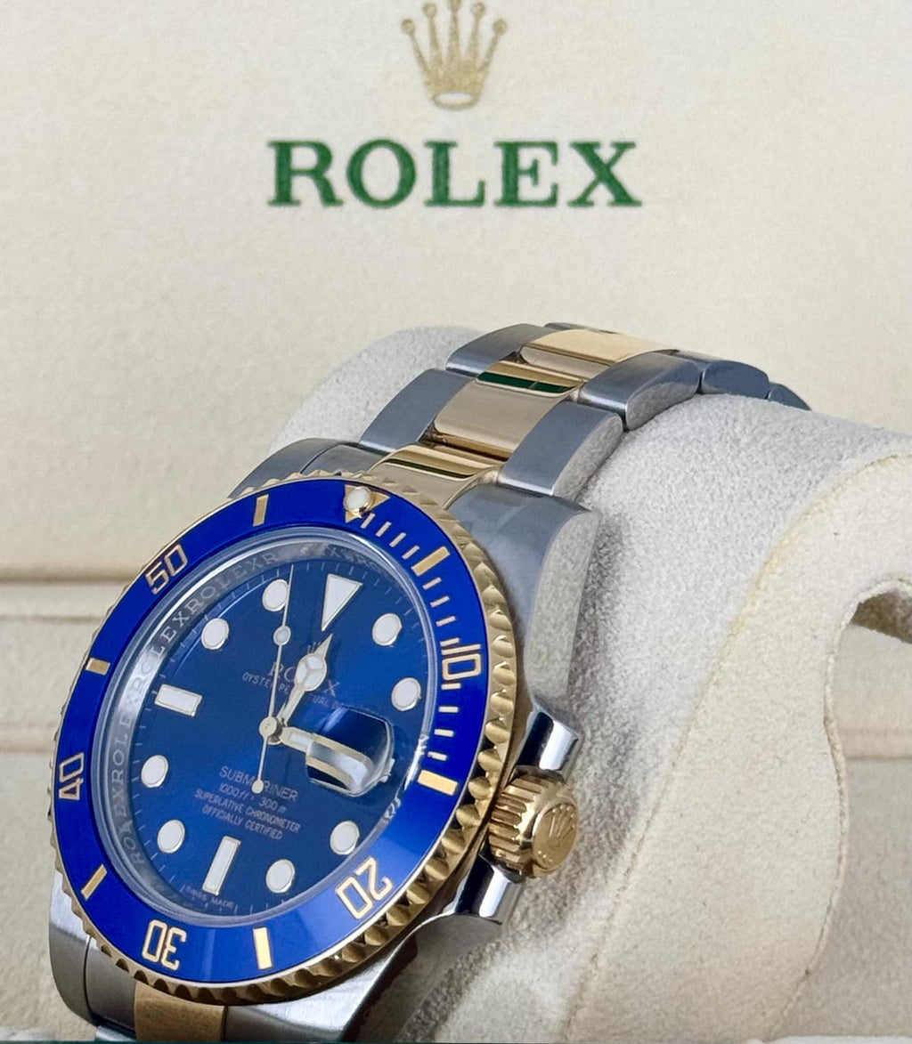 Rolex Submariner Date Bluesy 2015 LC 100 Box und Papiere Wie neu