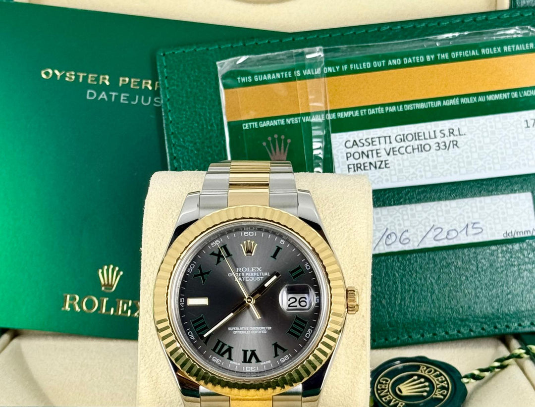 Cassetti Gioielleria Cassetti Rolex Ponte Vecchio Rolex Datejust II Wimbeldon Dial 2015 Like New Box And Papers Lc