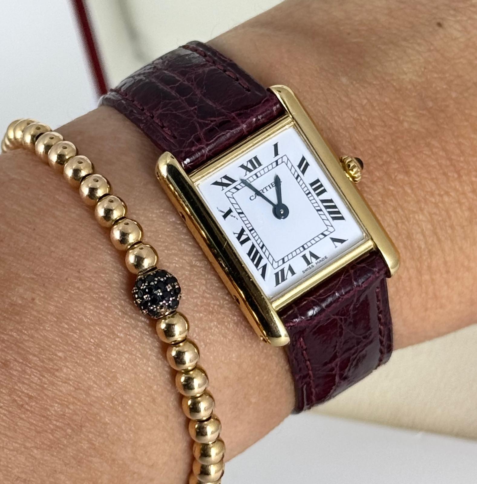 Cartier　ストラップ 15 Authentic Cartier Santos Purple Leather 19mm x 16mm Watch
