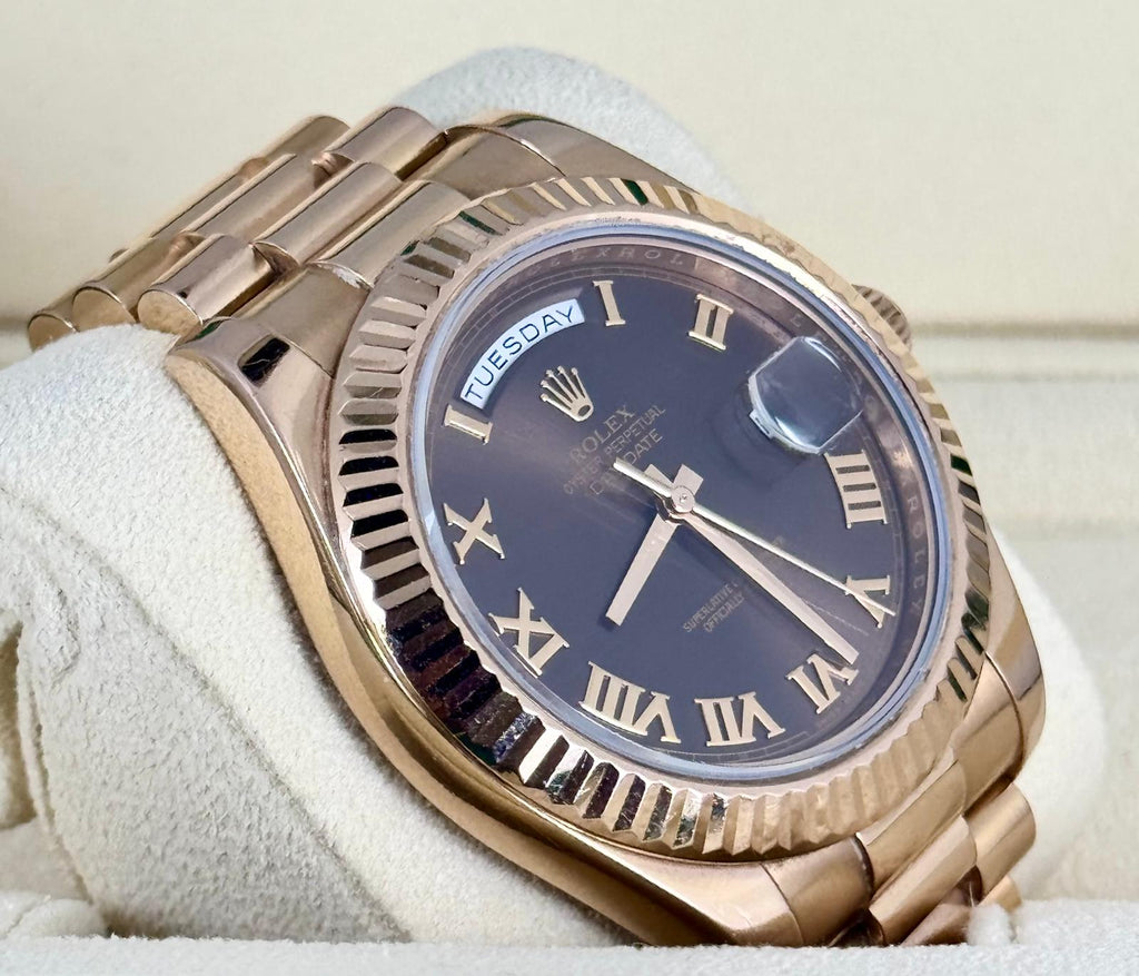 Rolex Day-Date II 41 mm Roségold Schokoladen-Zifferblatt 2015 Komplettset